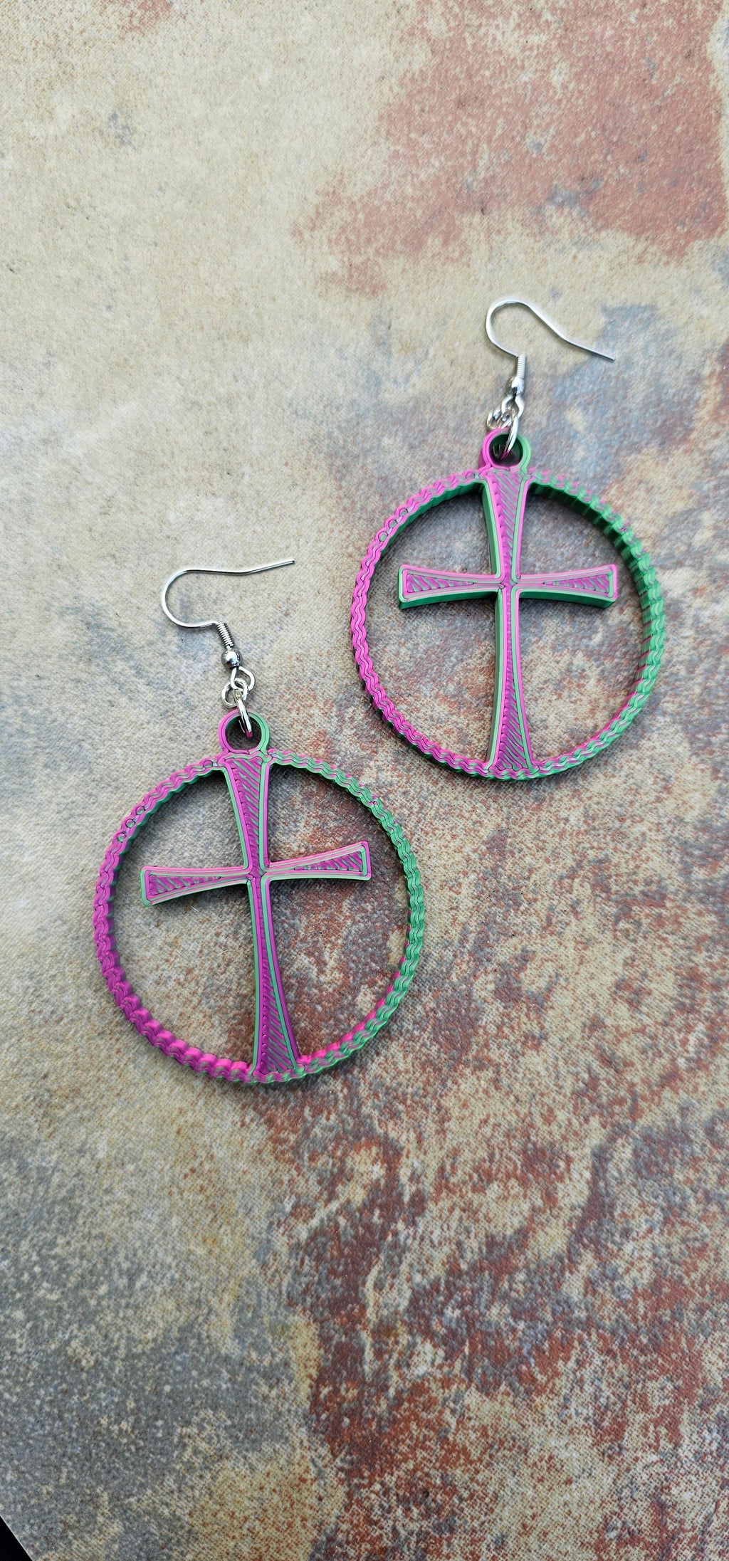 3D Print Christian Cross Faith Earrings Made in America