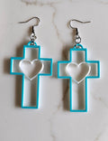 3D Print Christian Cross Faith Earrings Made in America