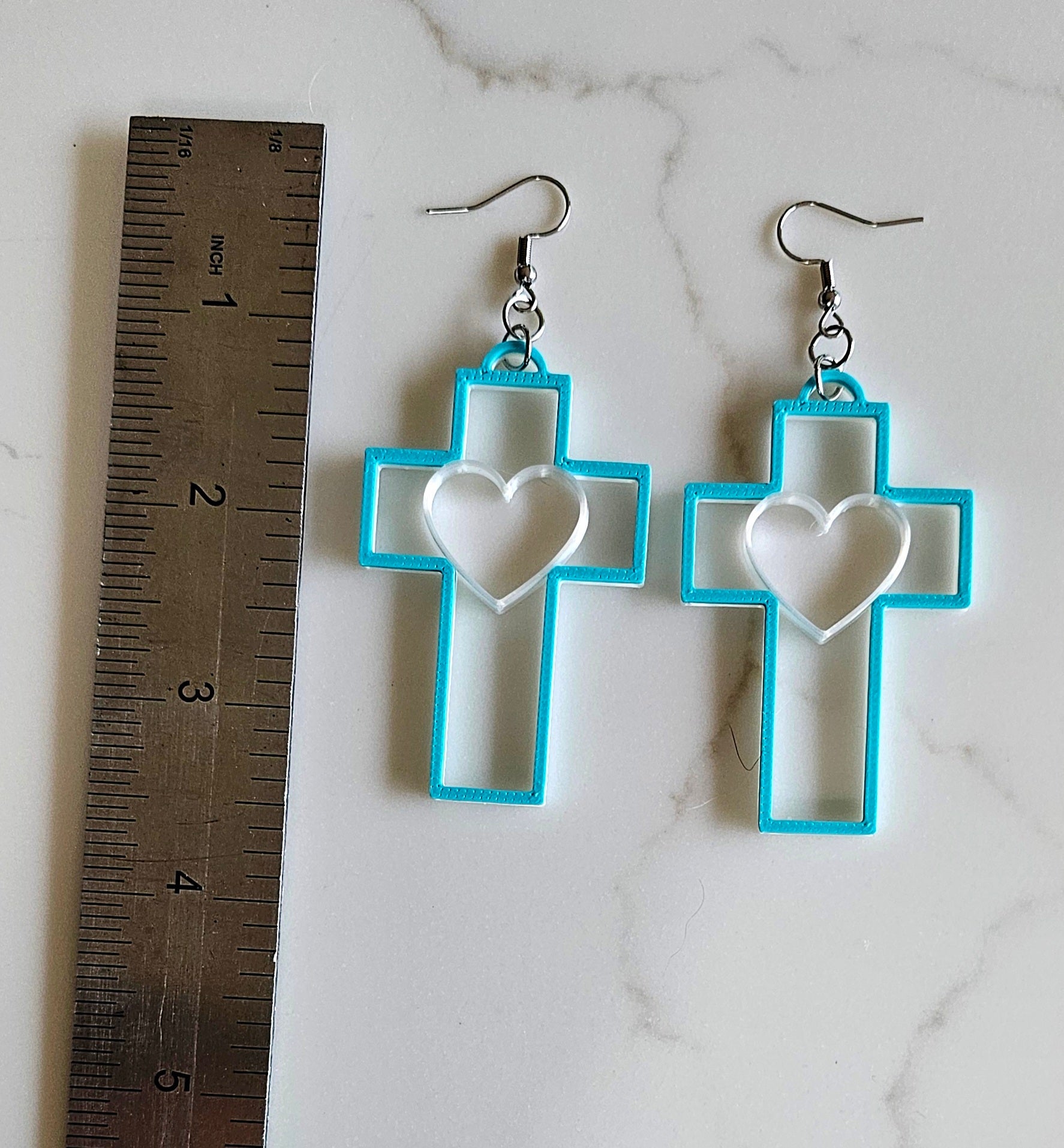3D Print Christian Cross Faith Earrings Made in America