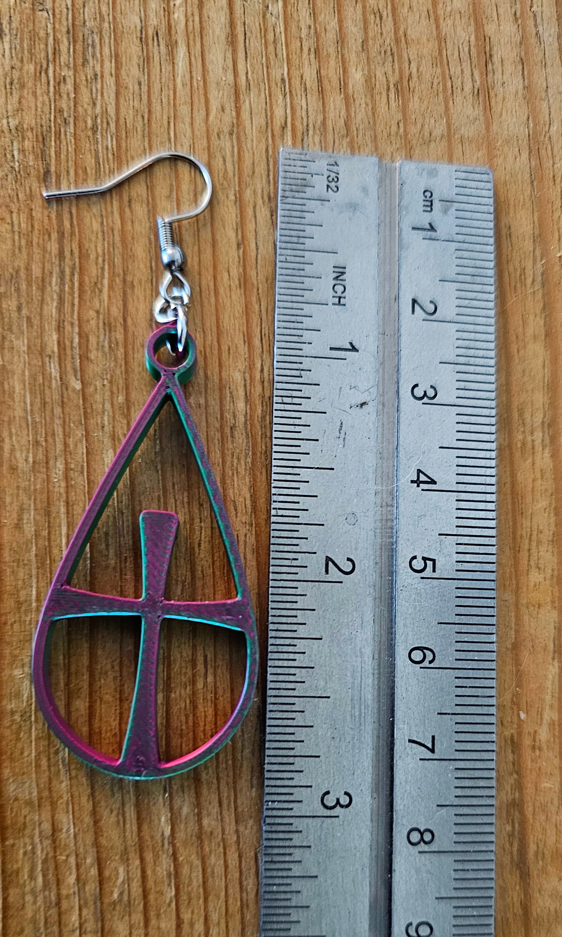 3D Print Christian Cross Faith Earrings Made in America